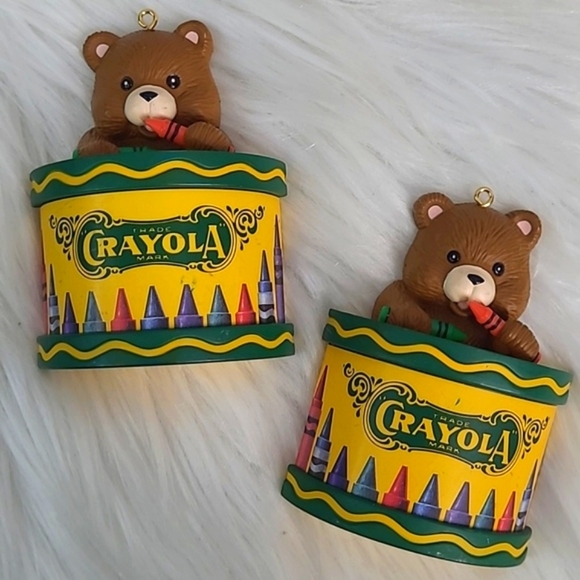 Vintage 90s Crayola Crayons Teddy Bear Teacher Collectible Christmas Ornaments - Picture 6 of 13